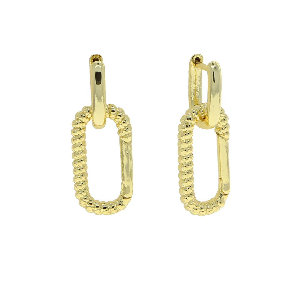 Korean Style Fashion Paper Clip Designer Jewelry Hoop Dangle Earrings for Women Cubic Zirconia Gold Platinum Plated Color