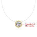 0.5/1CT Bezel Set Moissanite Pendant Necklace Women  Certified 925 Sterling Silver Transparent Fishing Line Choker Chain Jewelry