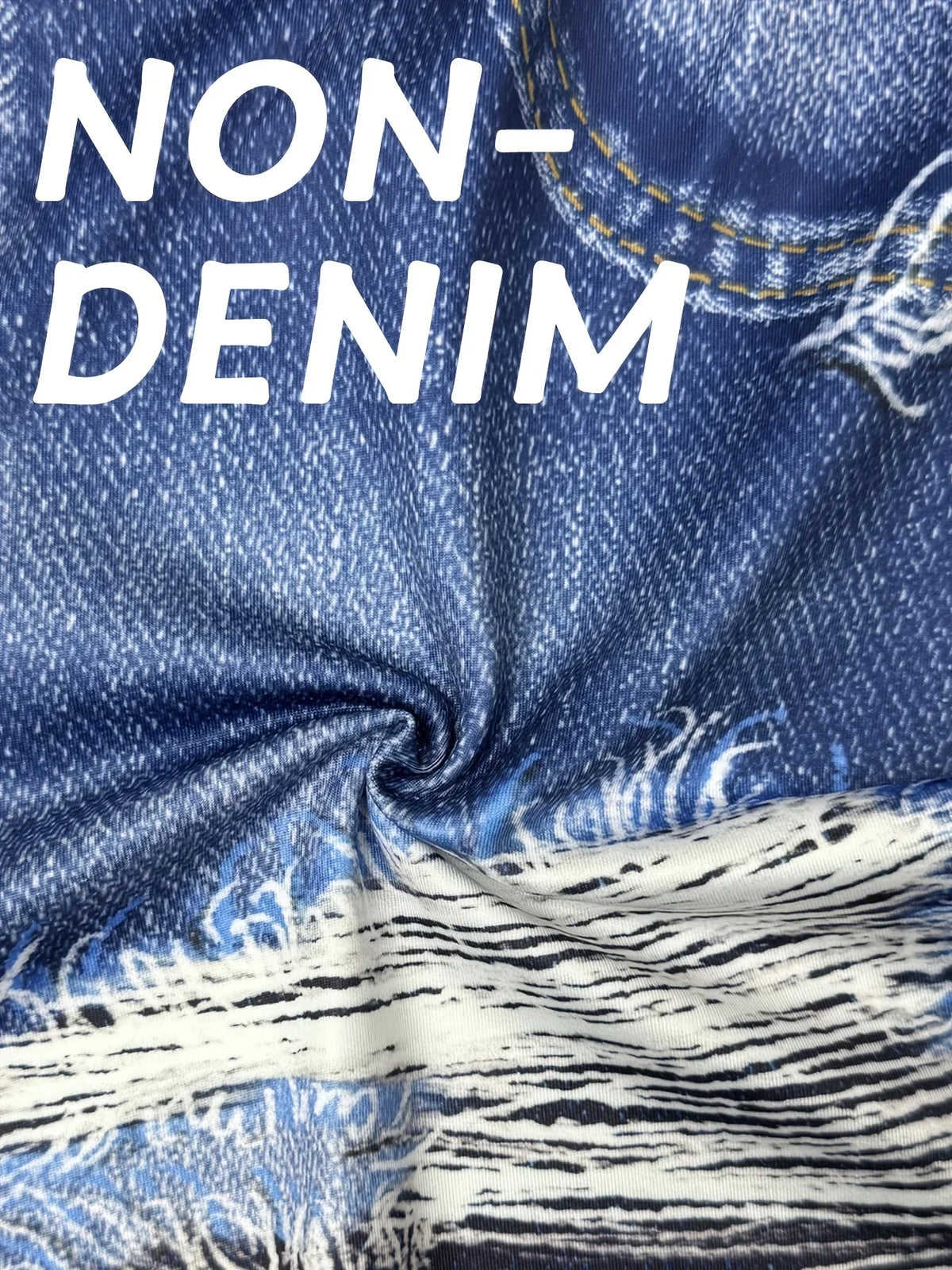 Women's High Stretch Faux Denim Shorts with Fake Distressed Details and Print Design Casual Comfortable Underpants for Summer