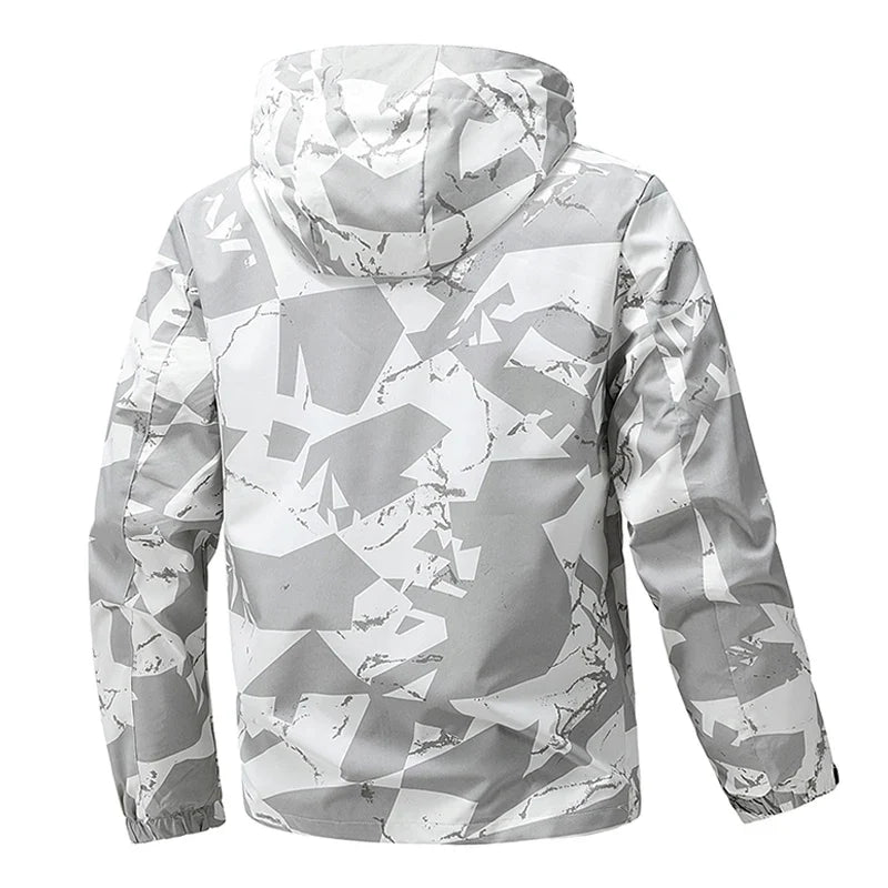 Softshell Outdoor Jacket Men Zip Up Hooded Waterproof Jacket Hiking Camping Windbreaker Lightweight Spring Autumn Coats