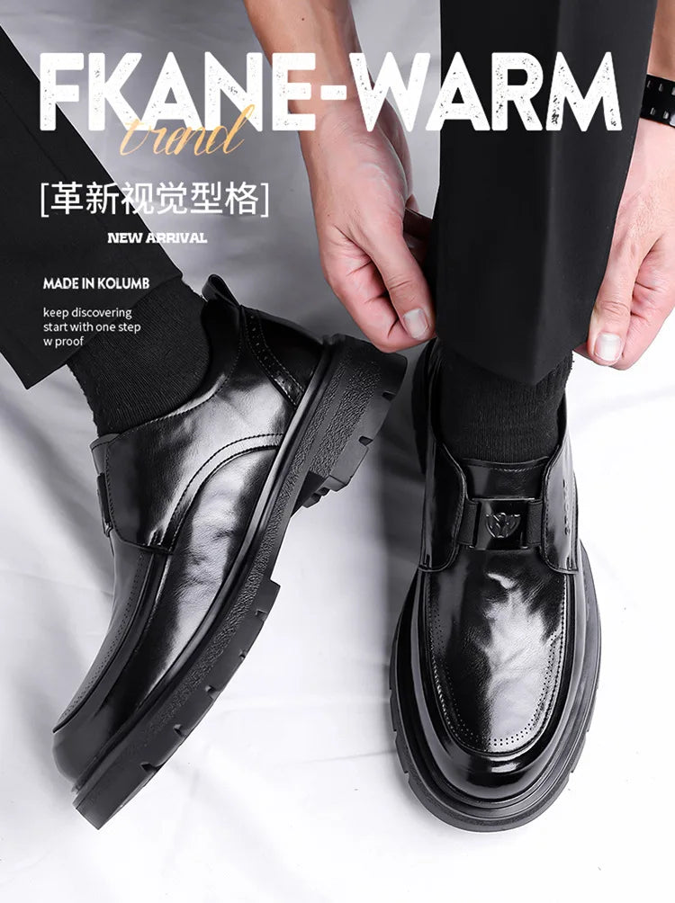 Spring Autumn New Increase Leather Shoes for Men Black Business Casual Platform Shoes Male Fashion High Quality Dress Shoe Man