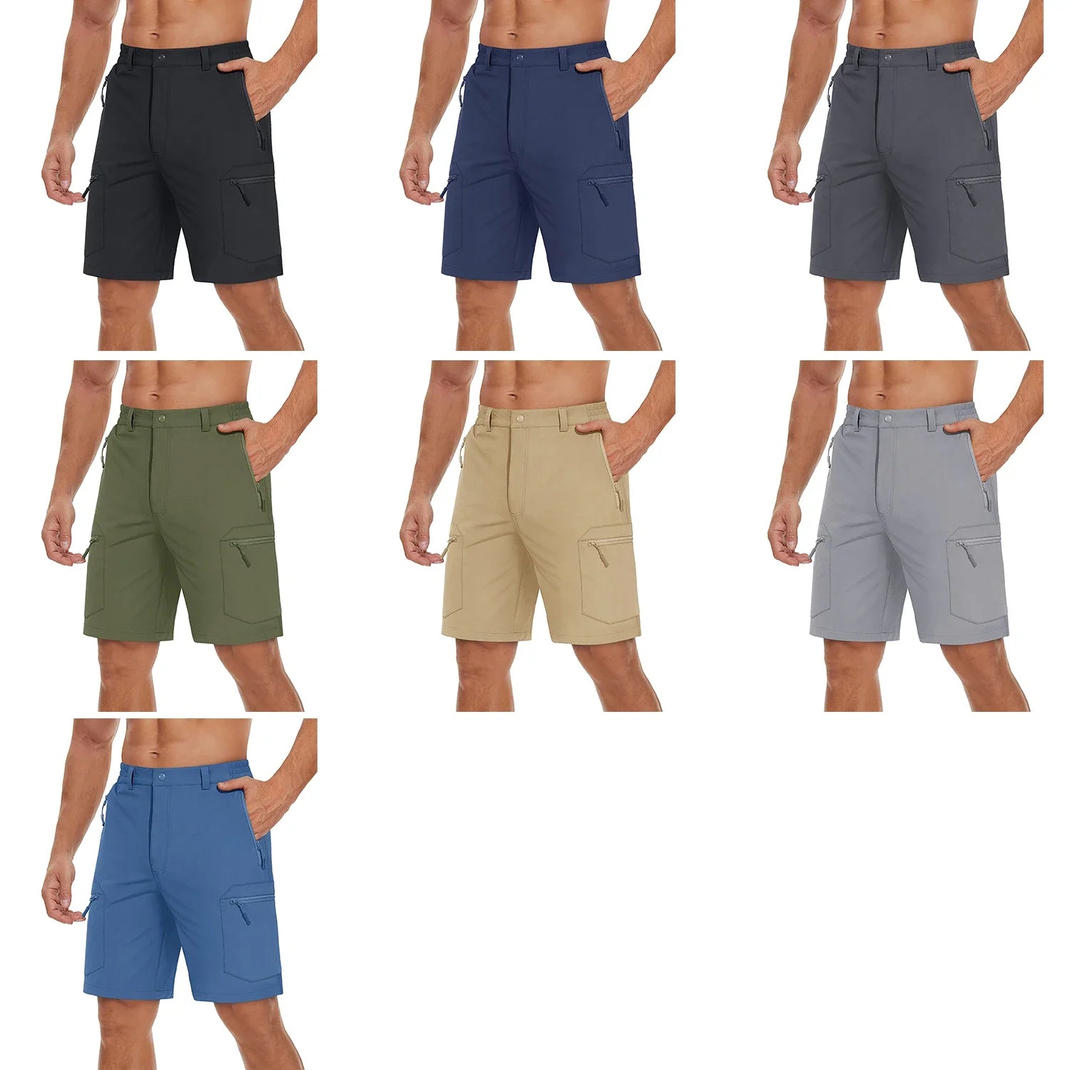 5 Zipper Pockets Summer Quick Dry Cargo Shorts Mens Fishing Shorts Stretch Outdoor Hiking Nylon Work Shorts Lightweight