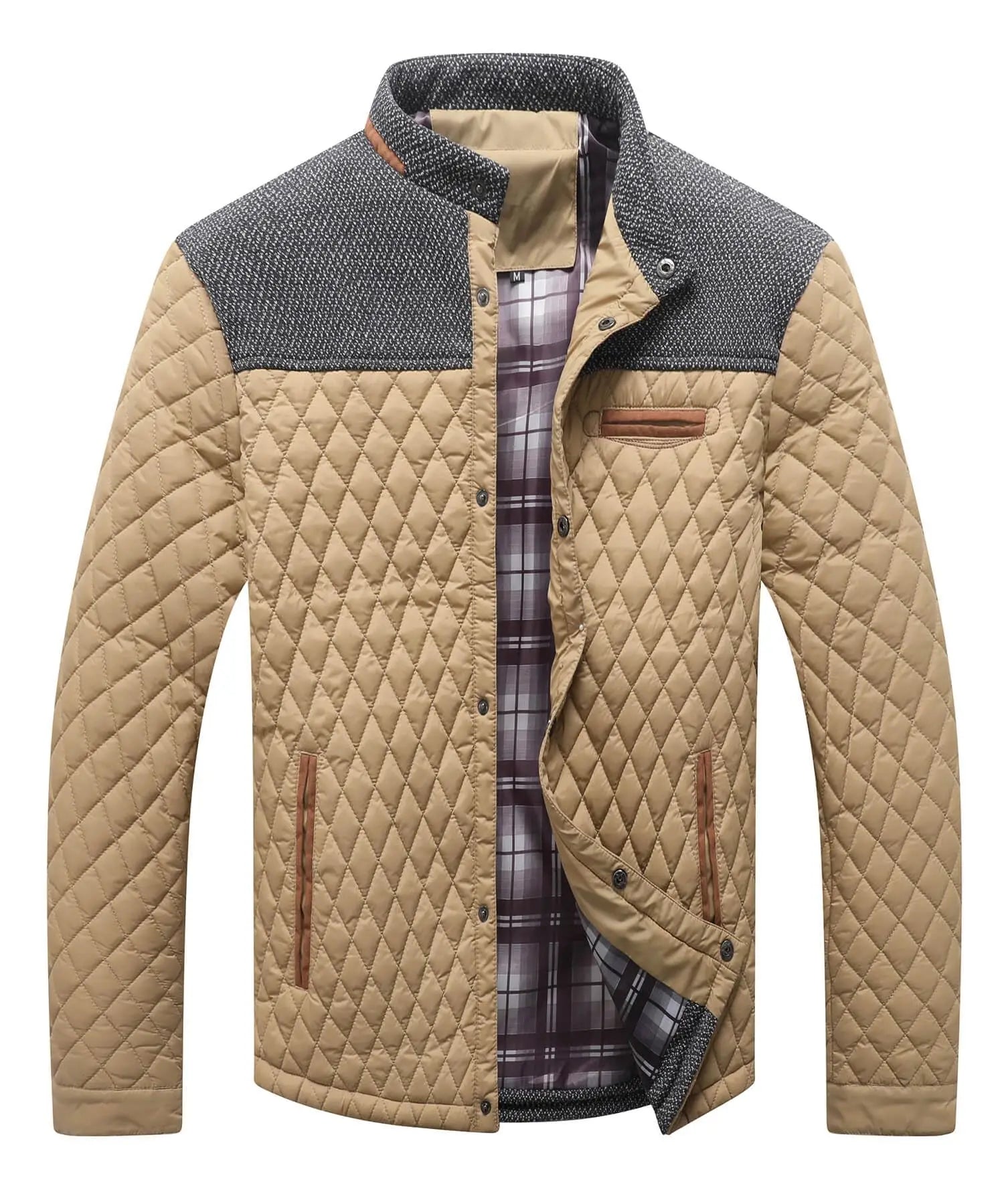 Men's Jackets Casual Bomber Coat Diamond Quilted Puffer Down Lightweight Casual Button Down High Quality Overshirt Us Size