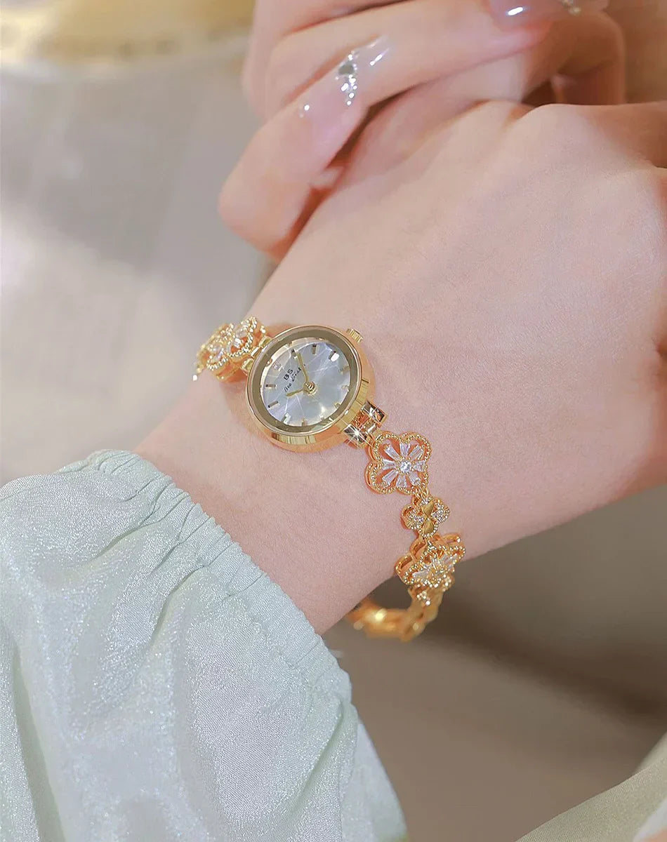 Watches For Women Fashion Elegant Gold Silver Bracelet Small Quartz Wristwatch 2025 Women's Lucky Watch Girlfriend Lovers Gift