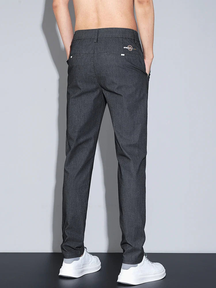 Cotton Thin Men's Business Casual Pants Summer Straight Slim Fit Fashion Stretch Solid Trousers Korean Men's Pants Size 28-38
