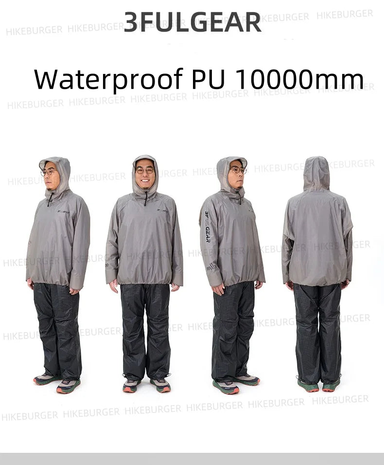 3F UL GEAR Qingsuo Rain Jacket Outdoor Ultralight Rain Zip Poncho Hiking Sleeve Rain Coats Waterproof Traveling Mountaineering