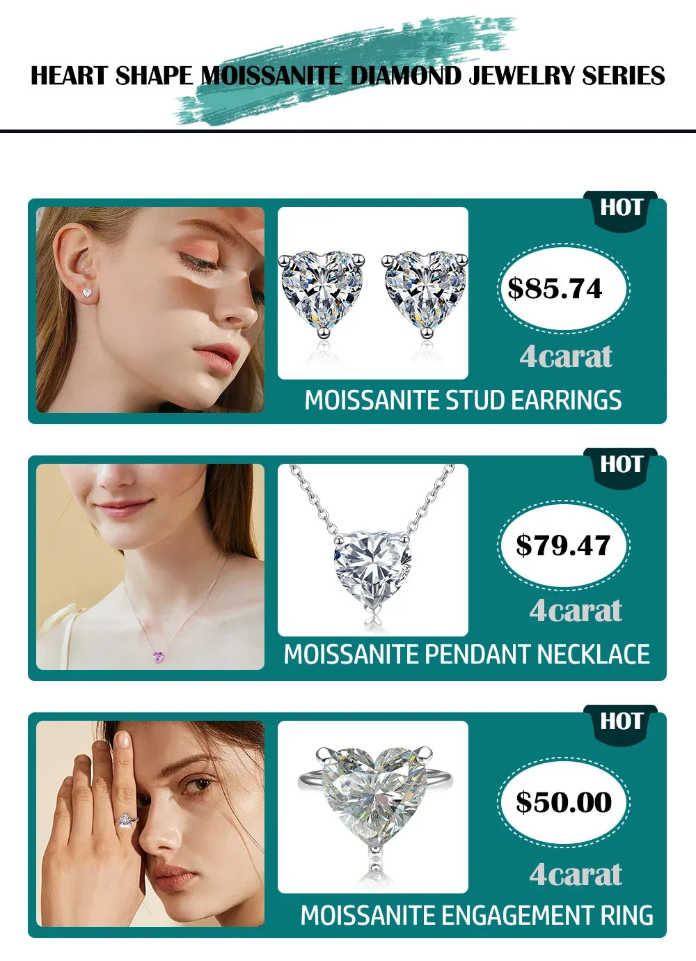 2/4/6carat Heart Cut Moissanite Pendant Necklace for Women S925 Silver D Color Solitaire Diamond Neck Chain with Certificate