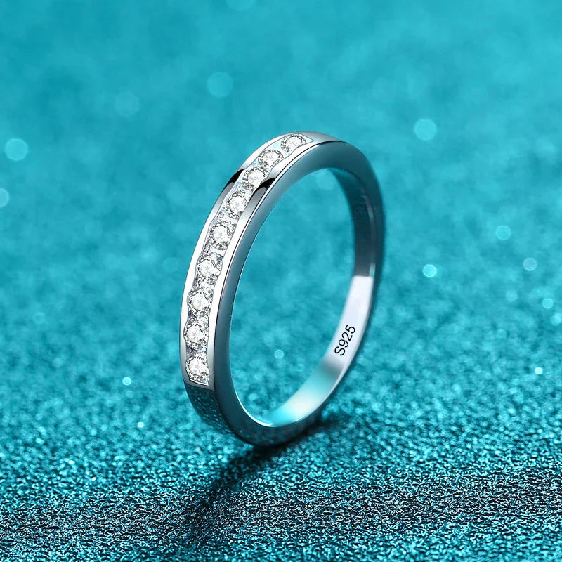 2mm Moissanite Ring for Women 925 Sterling Silver Rings with Gold Plated Wedding Bridal Proposal Promise Engagement Band