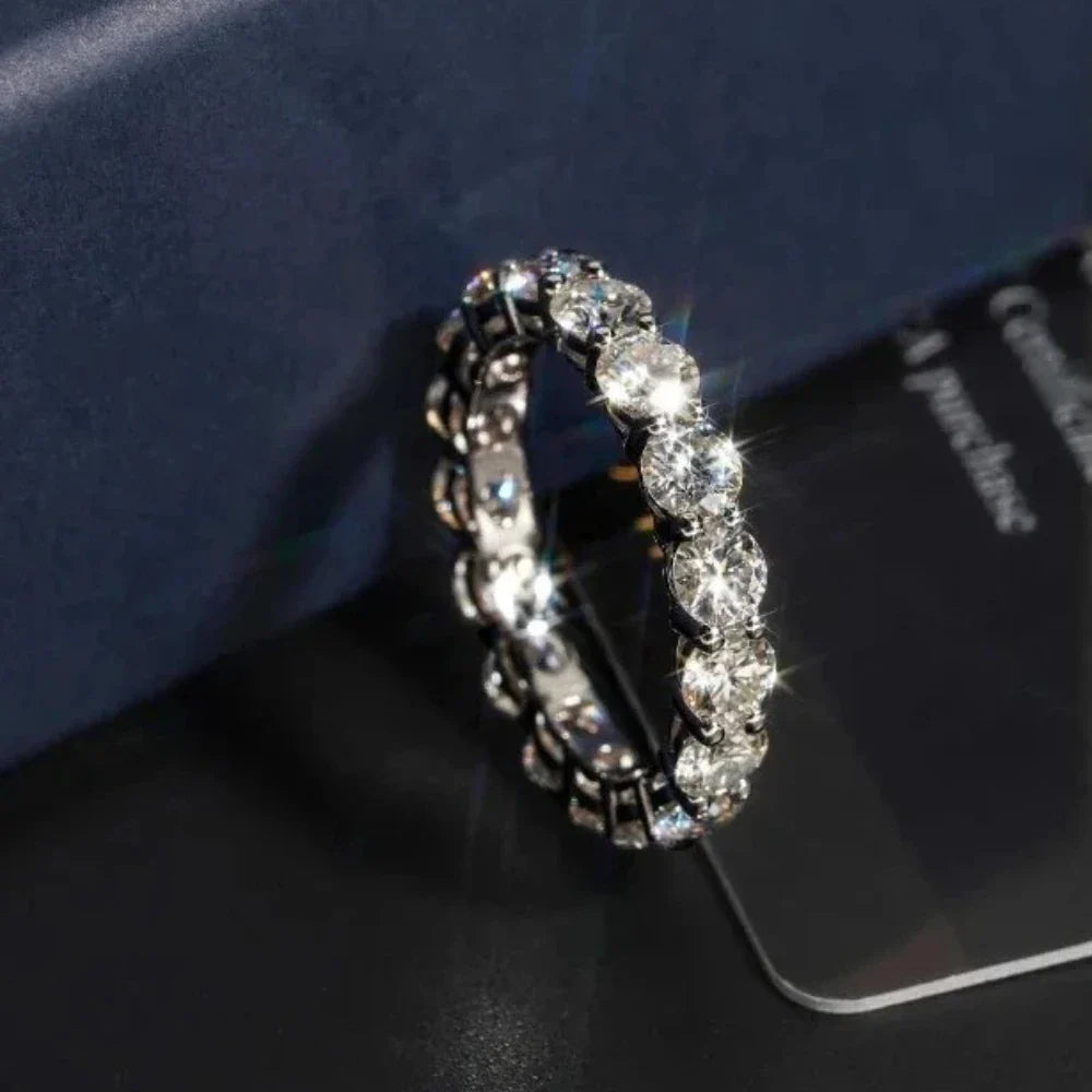 2/3/5mm Full Moissanite Eternity Ring for Women Engagement S925 Silver Rings Lab Diamond Wedding Band Classic Jewelry