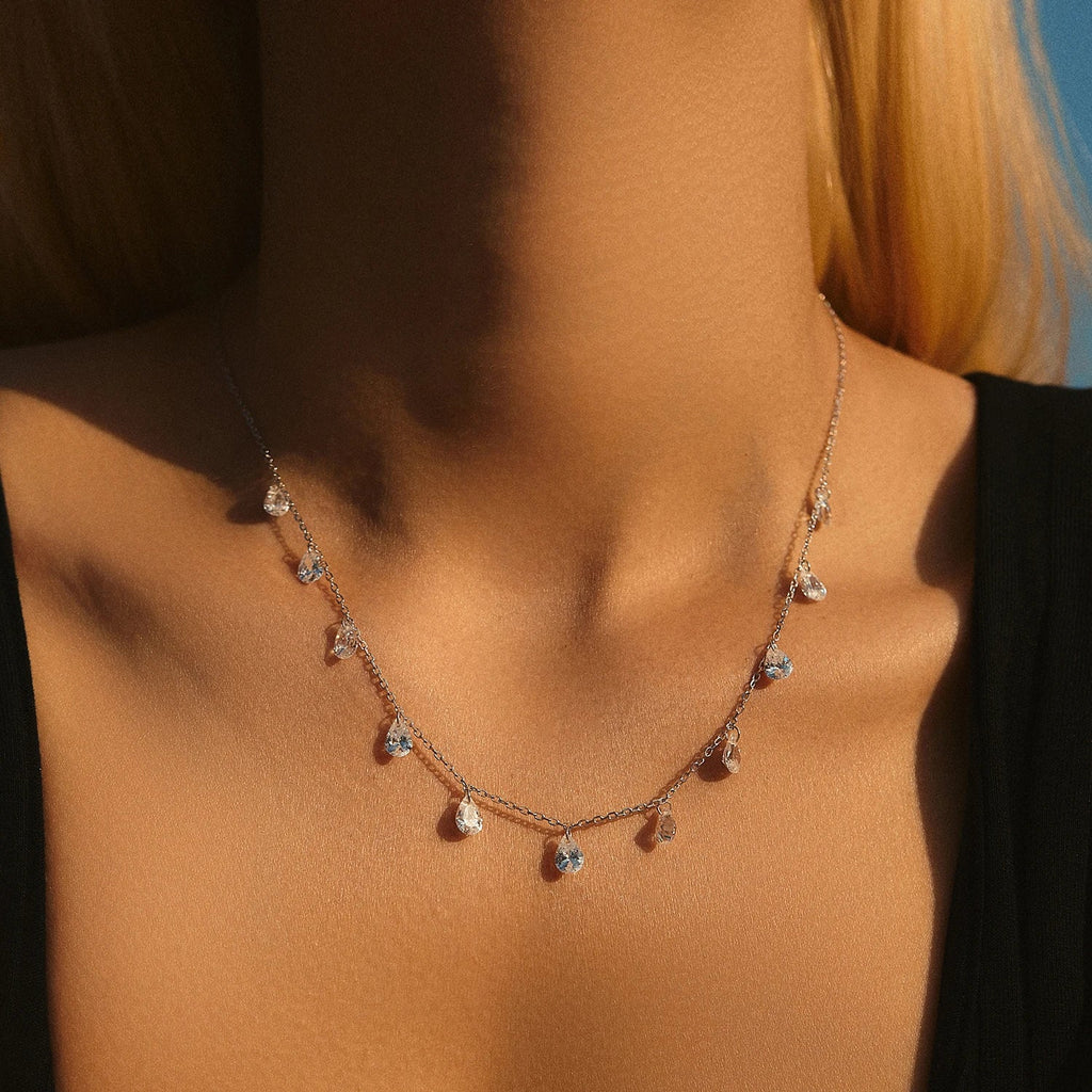 925 Sterling Silver Stackable Clavicle Chokers Necklace Sparkling Zircon Neck Chain for Women Fine Jewelry