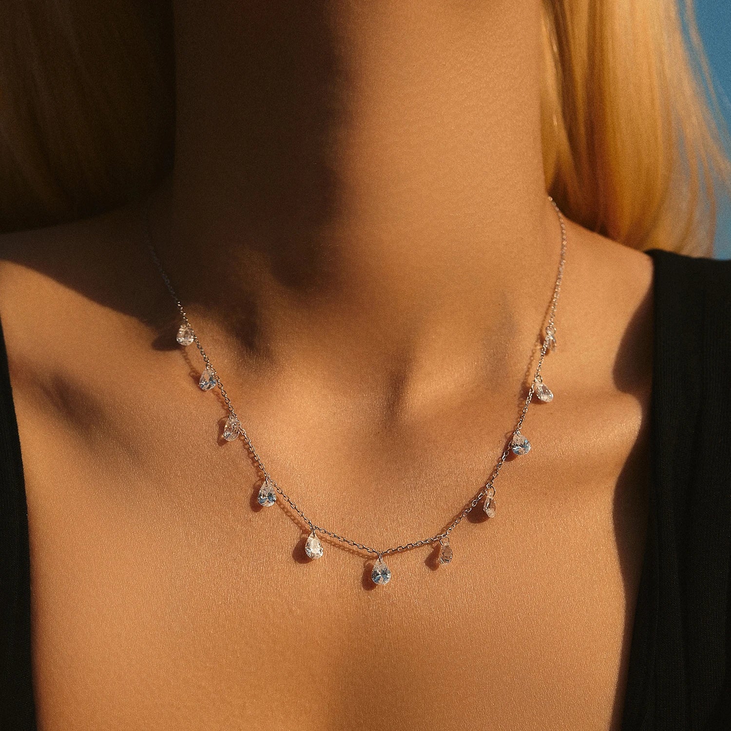 925 Sterling Silver Stackable Clavicle Chokers Necklace Sparkling Zircon Neck Chain for Women Fine Jewelry