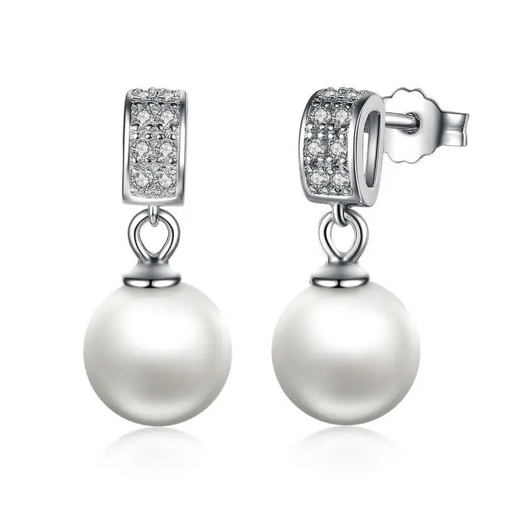 925 Sterling Silver Simulated Pearl Pendant Necklace Long Chain Necklace  Jewelry Wedding Necklace Accessories SCN030