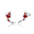 Guardian Lucky Fish Rope Chain Bracelet Earrings Ring for Couple 925 Sterling Silver Enamel Jewelry Friendship Fashi