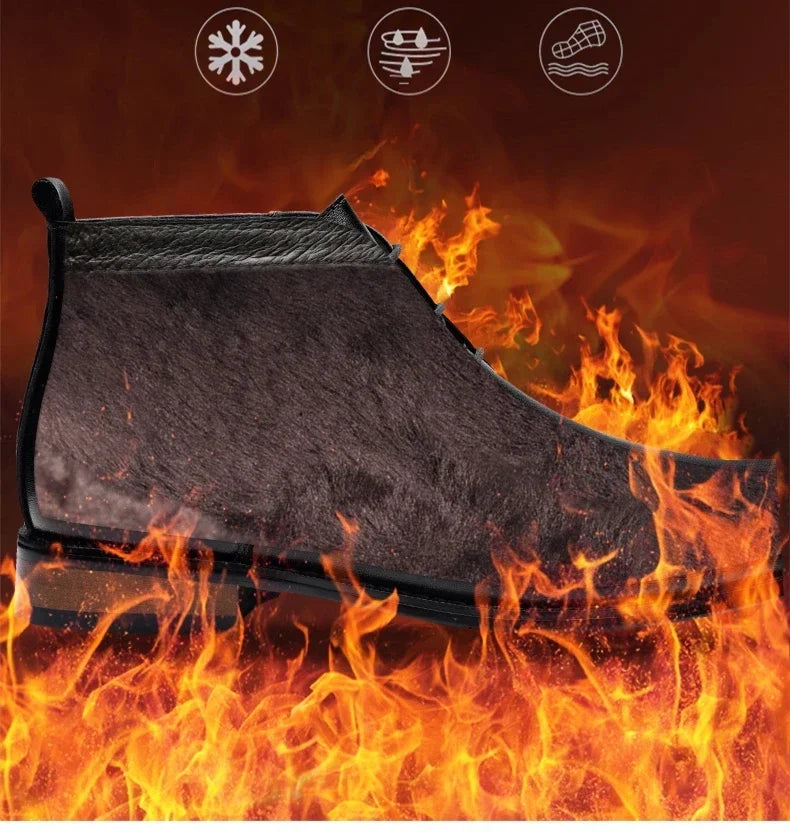 Men Flat/6CM Bussiness Elevator Shoes Genuine Leather Boots Autumn Winter Warm Ankle Boots for Men Botas Hombre Plus Size 37-47