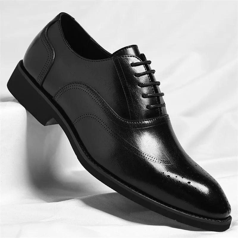 Solid Color New Dress Shoes for Men Lace Designer Fashion Wedding Derby Shoes Male Spring Autumn Business Casual Shoe Man