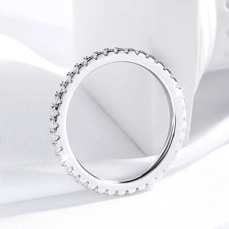 18k Plated 0.57ct Full Enternity Moissanite Ring Forn Women  S925 Sterling Silver Matching Diamond Band Wedding Jewelry