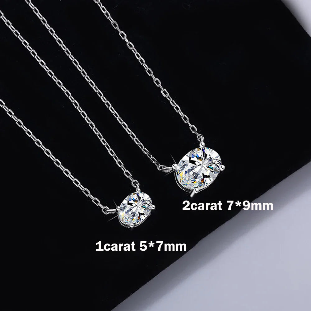 East West Oval Cut Moissanite Pendant Necklace for Women 1/2carat Solitaire Diamond Neck Chain 925 Sterling Silver Fine Jewelry