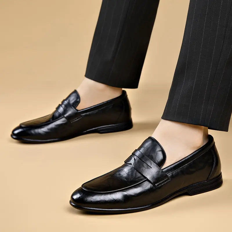 Social Shoe Male Leather Casual Round Toe Men's Formal Shoes Business Luxury Designer Clothing Office Party Gentleman 2025 Trend