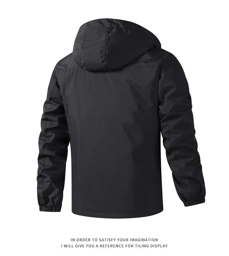 Hooded Waterproof Jacket Men Outdoor Softshell Zip Up Outwear Windbreaker Hiking Camping Coats Lightweight Spring Autumn Coats