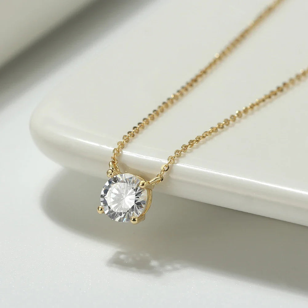 Classic Dainty 925 sterling Silver Princess Cut Solitaire Cubic Zirconia Pendant Necklace for Women Jewelry APN12