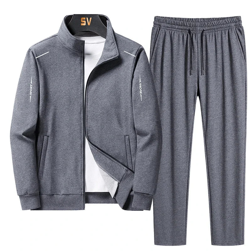 طقم رجالي بمقاس كبير 6XL 7XL 8XL، أزياء خريف وشتاء جديدة للرجال، بدلة رياضية رجالية، سويتشيرت، بناطيل رياضية، جاكيت