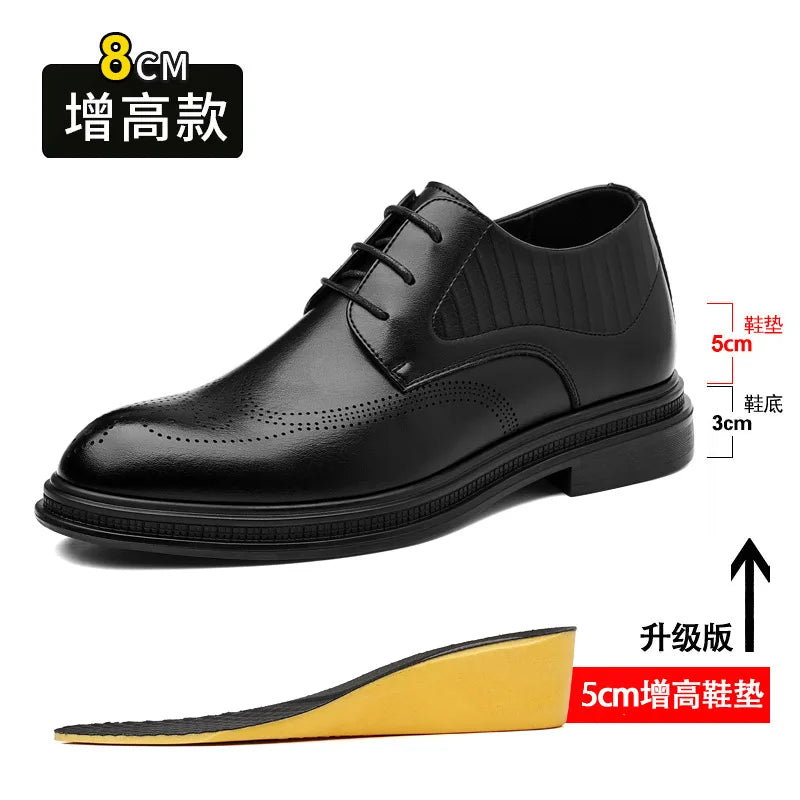 Business Formal Casual Wedding Shoes for Men Fashion New Designer Inner Increase Shoes Male Spring Autumn Retro Leather Shoe Man