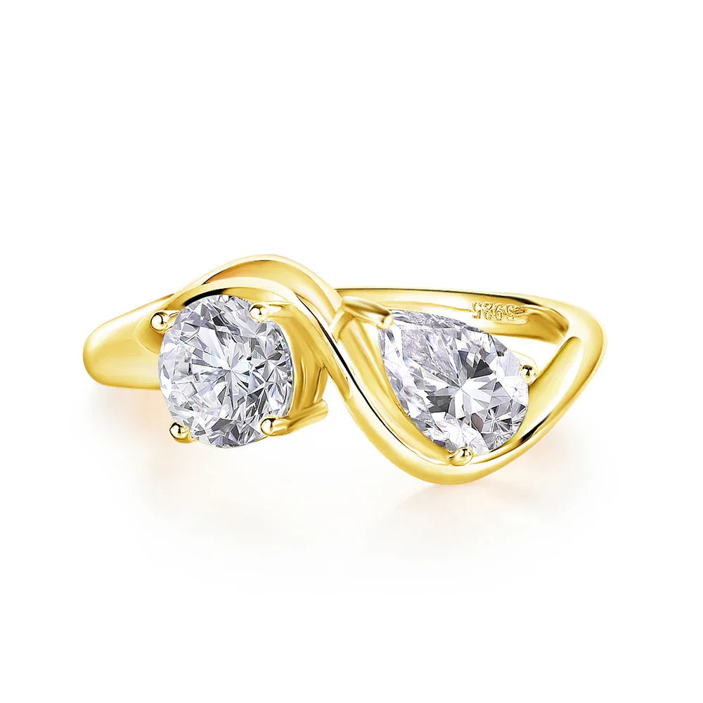 2cttw Certified Moissanite Rings for Women Brilliant Bride Wedding Jewelry 100% 925 Sterling Silver Band Plated 18K Gold
