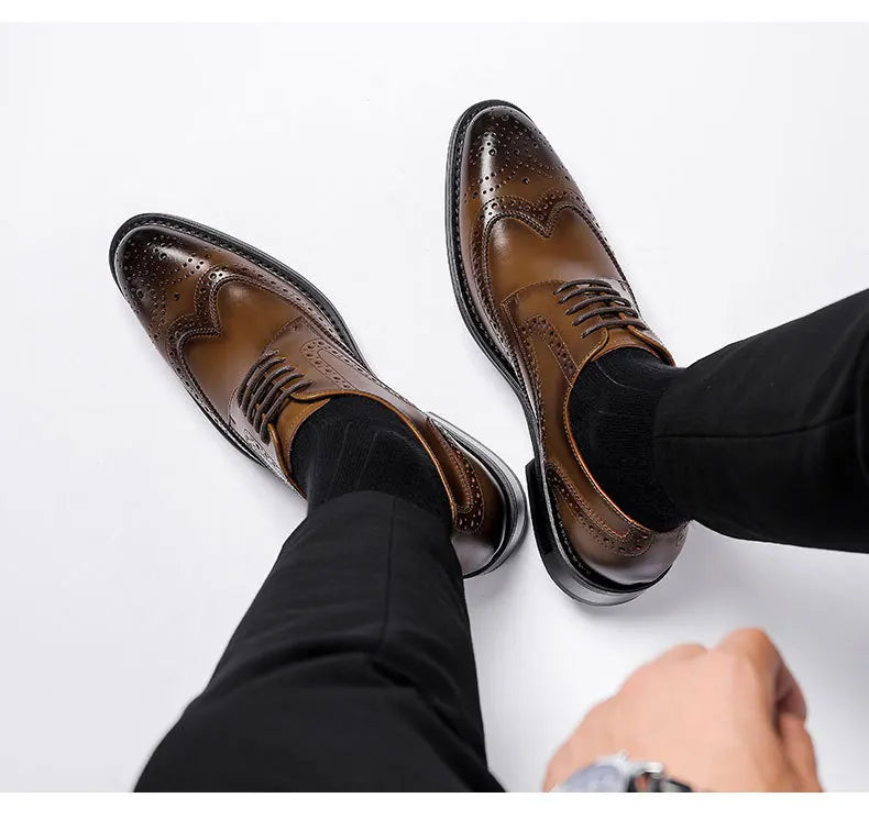 2023 High Quality Handmade Oxford Dress Shoes Men Genuine Cow Leather Suit Shoes Footwear Wedding Formal Italian Shoes Hot