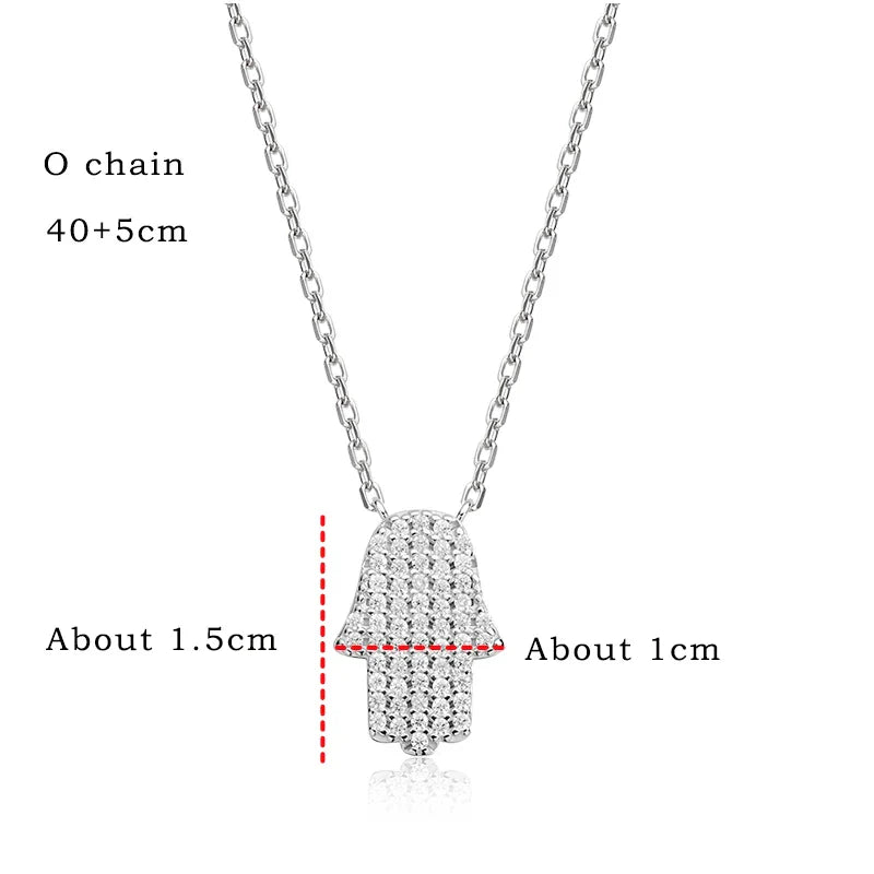 18k Plated Certified Moissanite Necklaces for Women Hand Shape Full Diamond Pendant Dainty Jewelry Pure S925 Silver