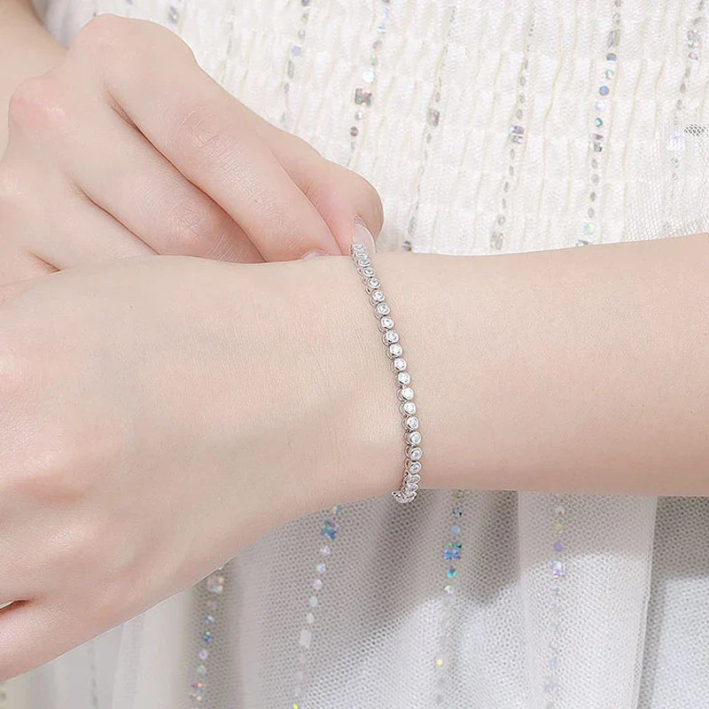Sparkling 0.1ct 3mm Moissanite Tennis Bracelet with GRA for Women Party Fine Jewelry S925 Sterling Silver Diamond Bracelets