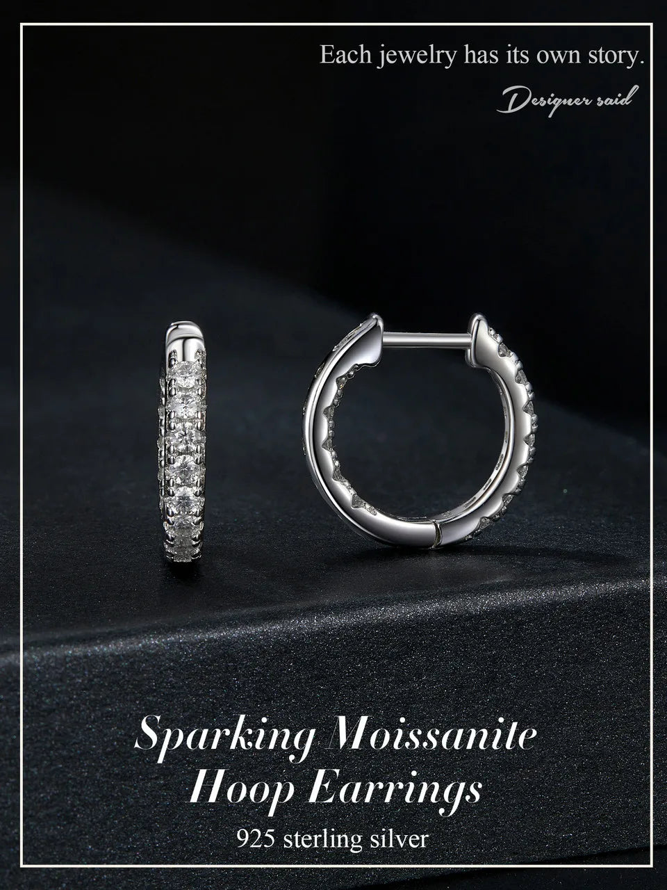 Gold Moissanite Hoop Earrings for Women, 925 Sterling Silver D Color Round Cut Lab Diamond Hypoallergenic Earrings