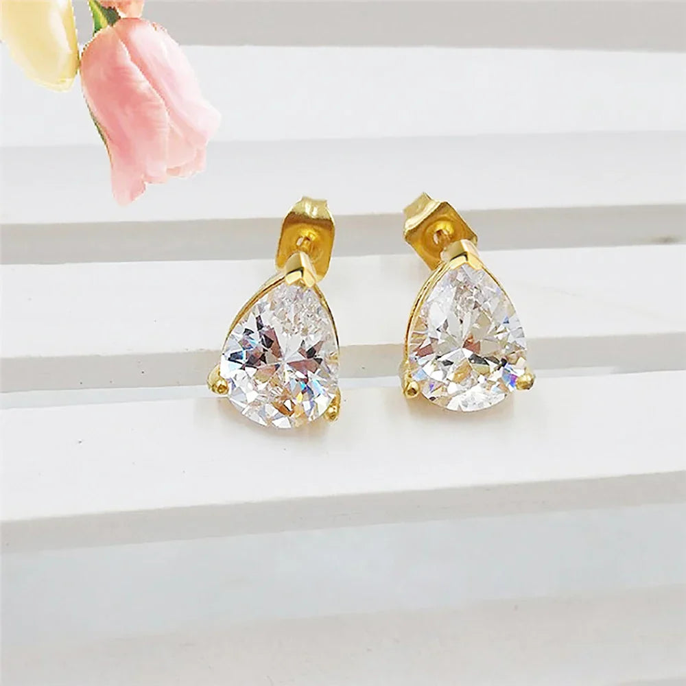 4Carat Pear Cut Real Moissanite Diamond Earrings with Certificats 925 Sterling Silver Waterdrop Shape Stud Earring for Women Men