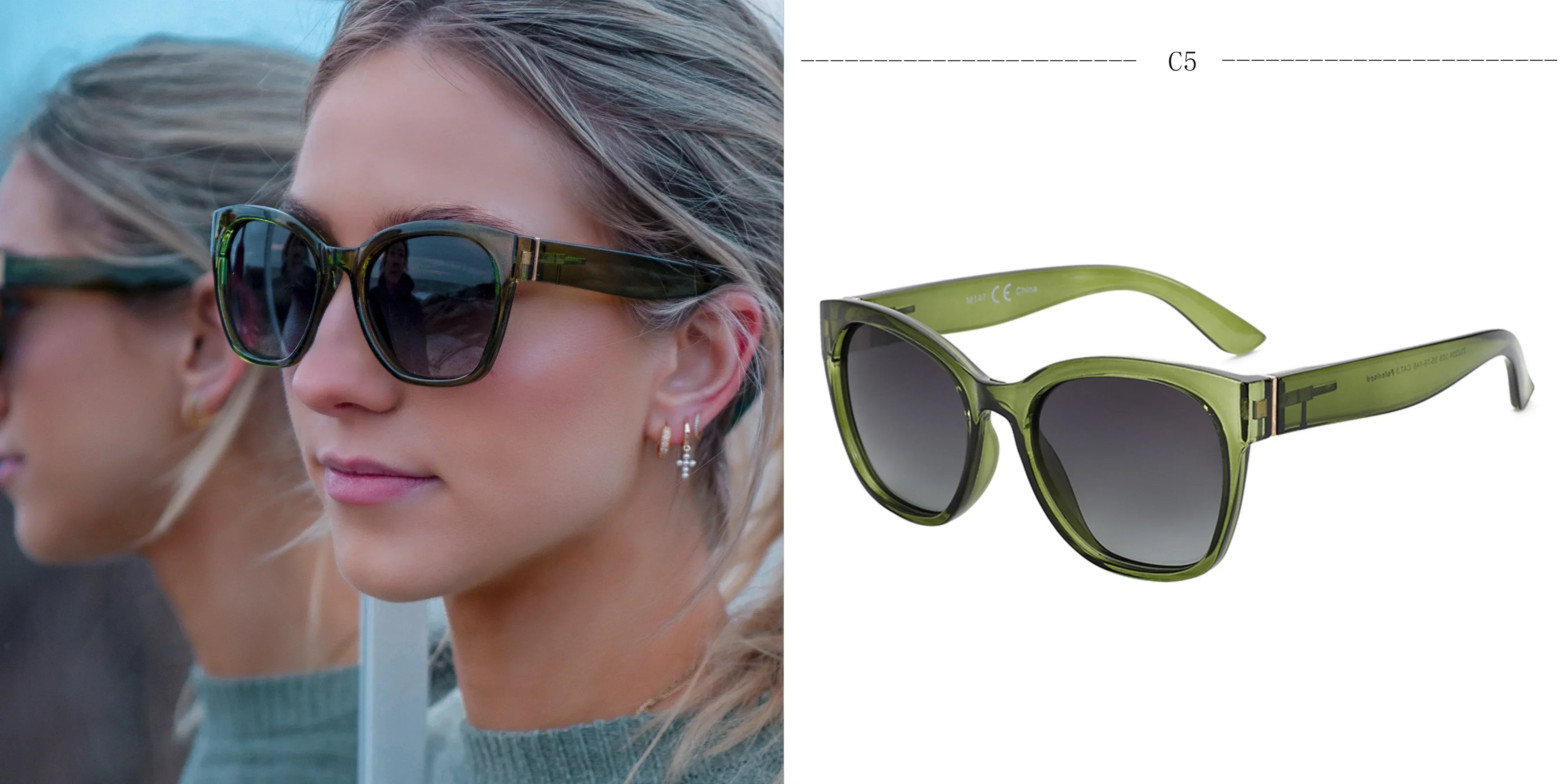 Fashion Cateye Polarized Sunglasses for Women - Oversized Sun Glasses UV400 Protection Retro Shades Designer Style