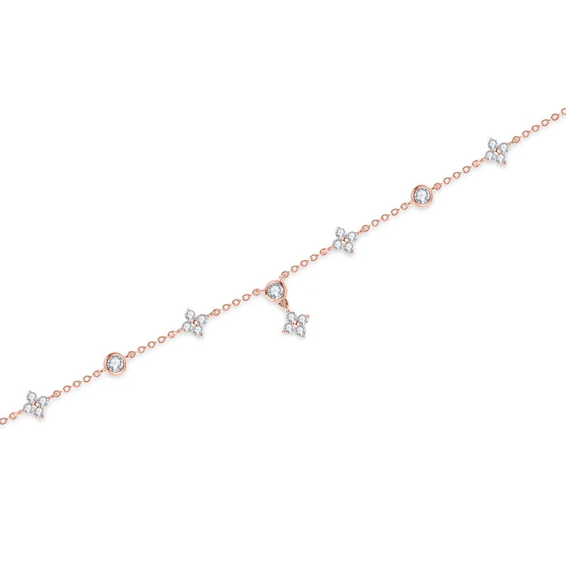 Clover GRA Certified 2cttw D Color Moissanite Bracelet for Women Girl 925 Silver Pass Diamond Test Hand Link Bracelets Gift
