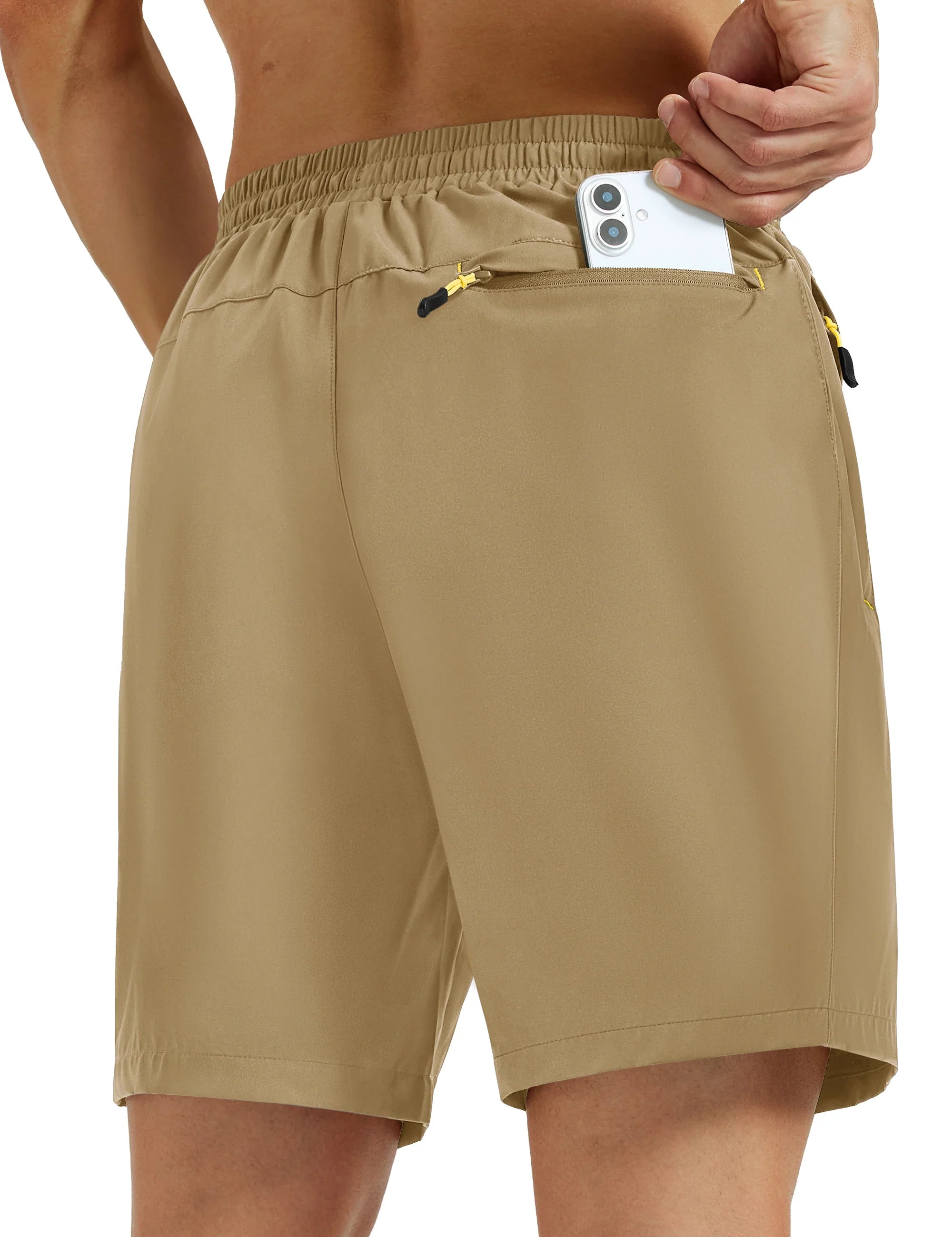 Mens Hiking Shorts Summer 7" Quick Dry Lightweight 3 Zipper Pockets Workout Gym Fitness Athletic Running Shorts Male