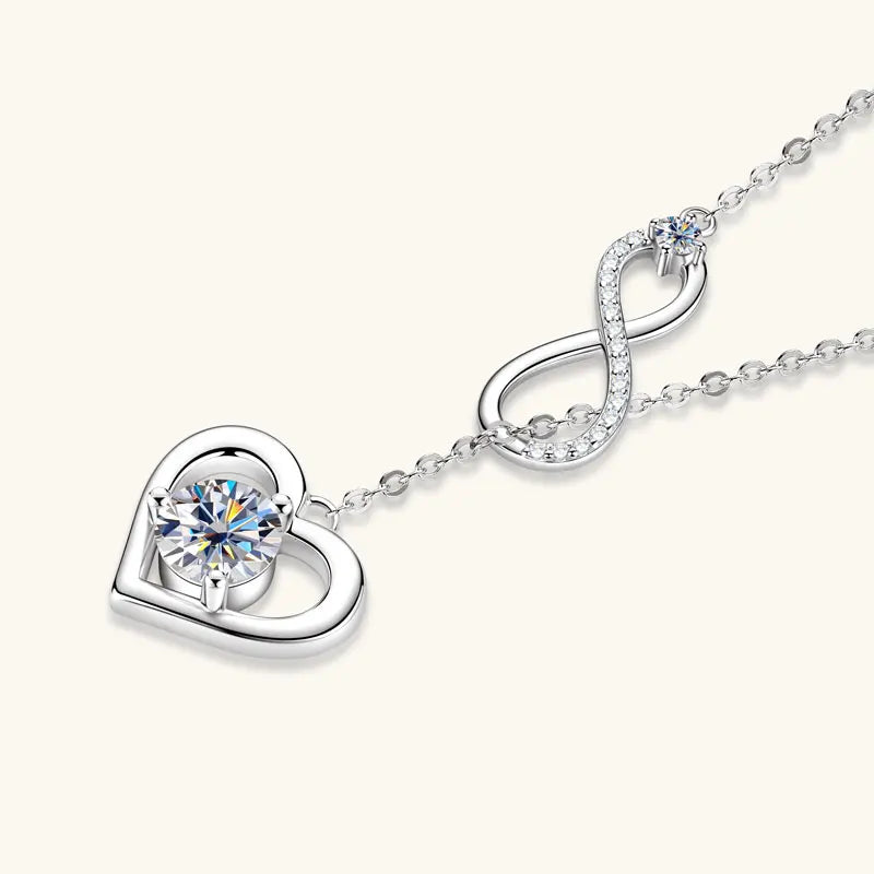 Round Moissanite Y-shape Lariat Cross Heart Infinite Pendant Necklace Chain for Women 925 Sterling Silver Jewelry Gifts