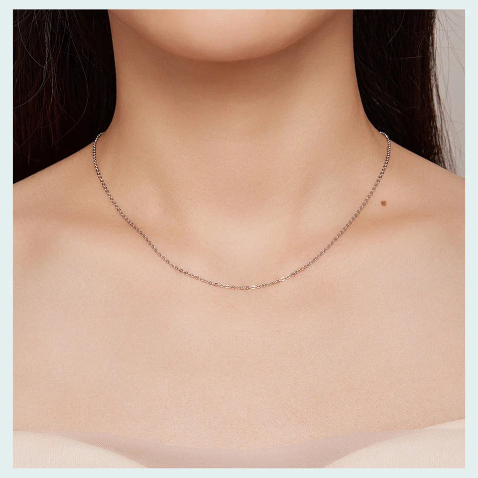 925 Sterling Silver Lobster Clasp Adjustable Necklace Basic Chain Link Simple Fine Jewelry for Women Birthday Gift SCA018
