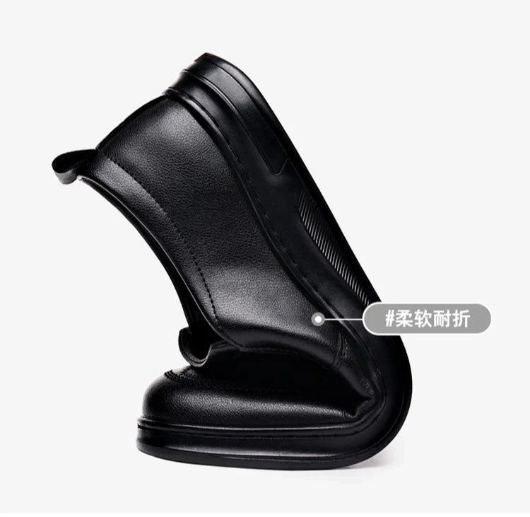Men's Leather Business Loafers Spring Autumn Black Slip-On Shoes Male Breathable Soft Sole Comfortable Casual Driving Shoes Man