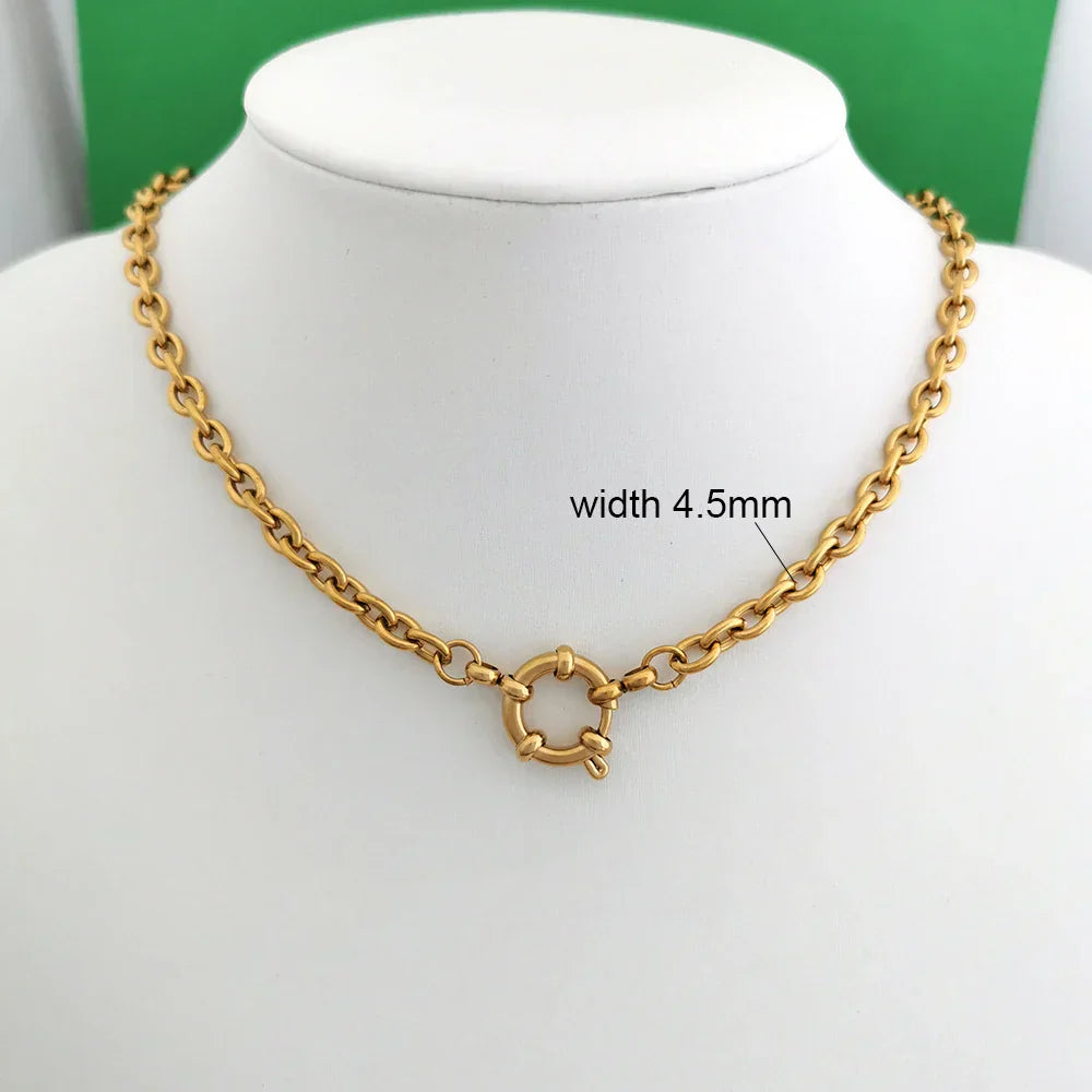 Necklace Women Men Choker Stainless Steel Geometric Rolo Link Cuba Paperclip Chain