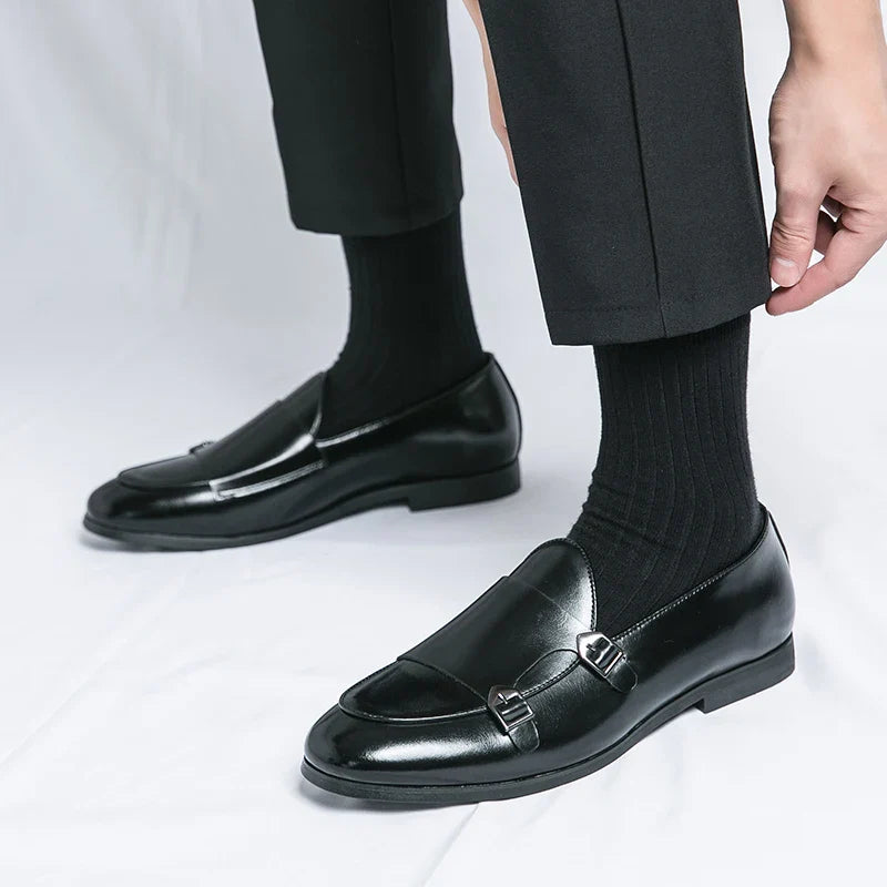 Man Leather Shoes Formal Monk Man Business Office Male Casual Dress Derby Shoes Buckle Wedding Party Luxury Botas Para Hombre
