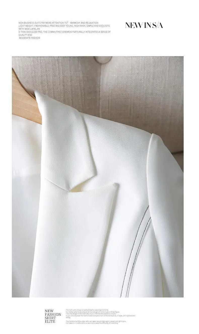 Black Blazers Women's Professional Suit Western-style OL Suits Top Exposed Line Decoration Temperament Slim Fit Line Jacket