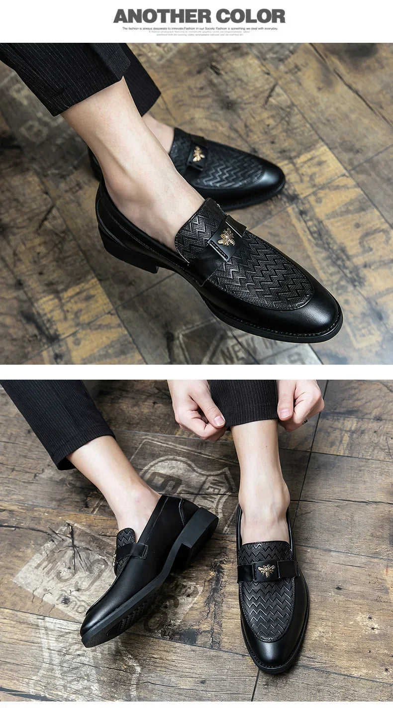 Men's Business Casual Shoes Autumn British Style Pointed Toe Formal Leather Shoes Easy to Wear Black Suit Wedding Shoes