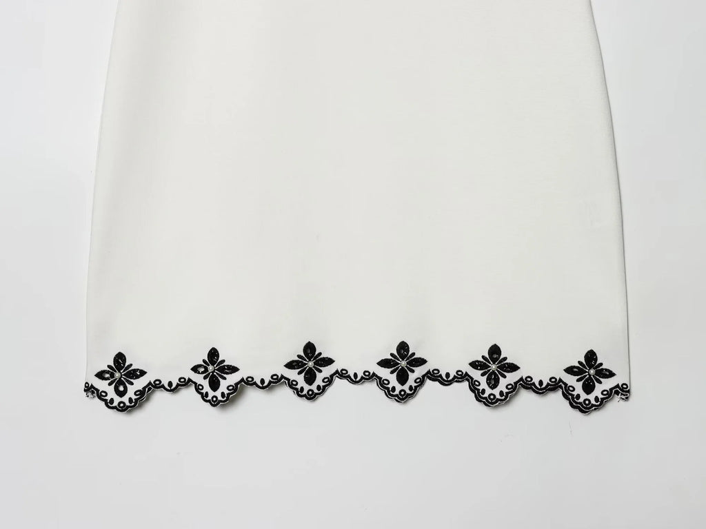 European and American style 2025 winter new women's clothing artificial pearl embroidery sleeveless short dress