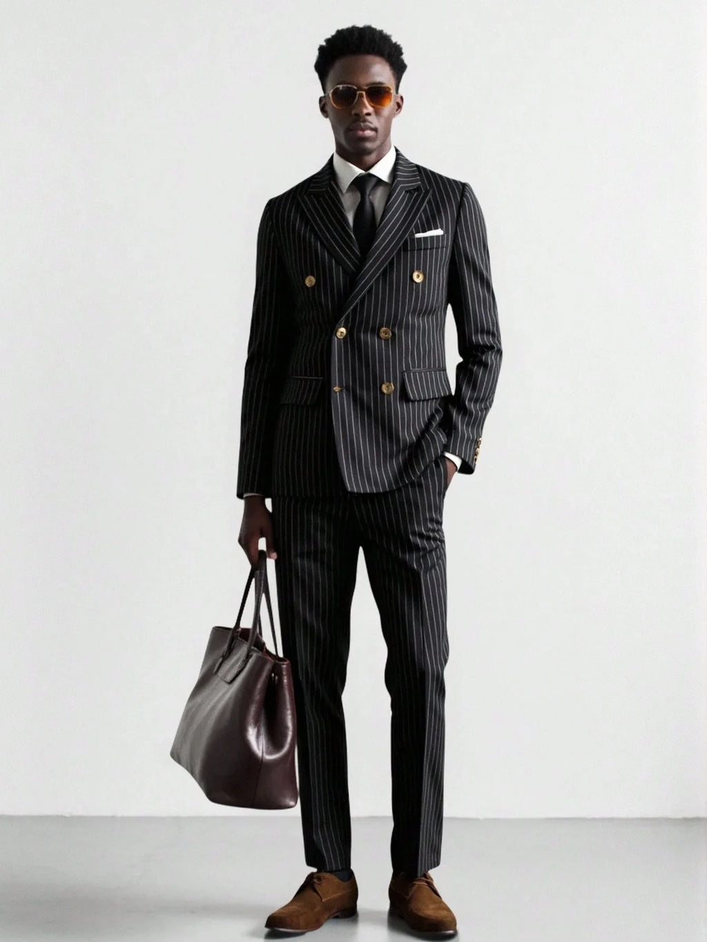 High-quality European and American Men's Clothing, Formal Suits with Stripes, Trousers for Business, Formal Dinners, Weddings