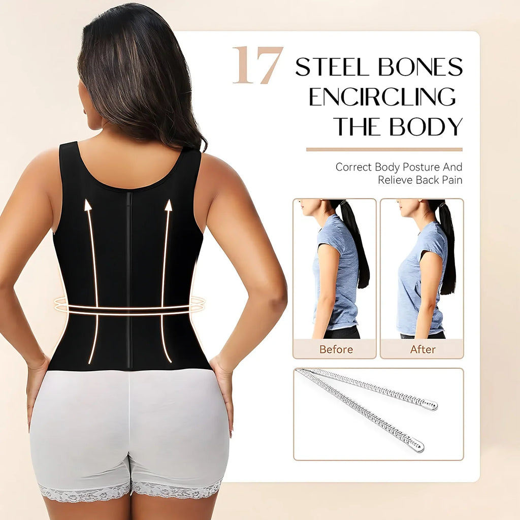 Waist Trainer Corset for Women Tummy Control Sport Workout Body Shaper Vest Steel Boned Overbust Bustier Top