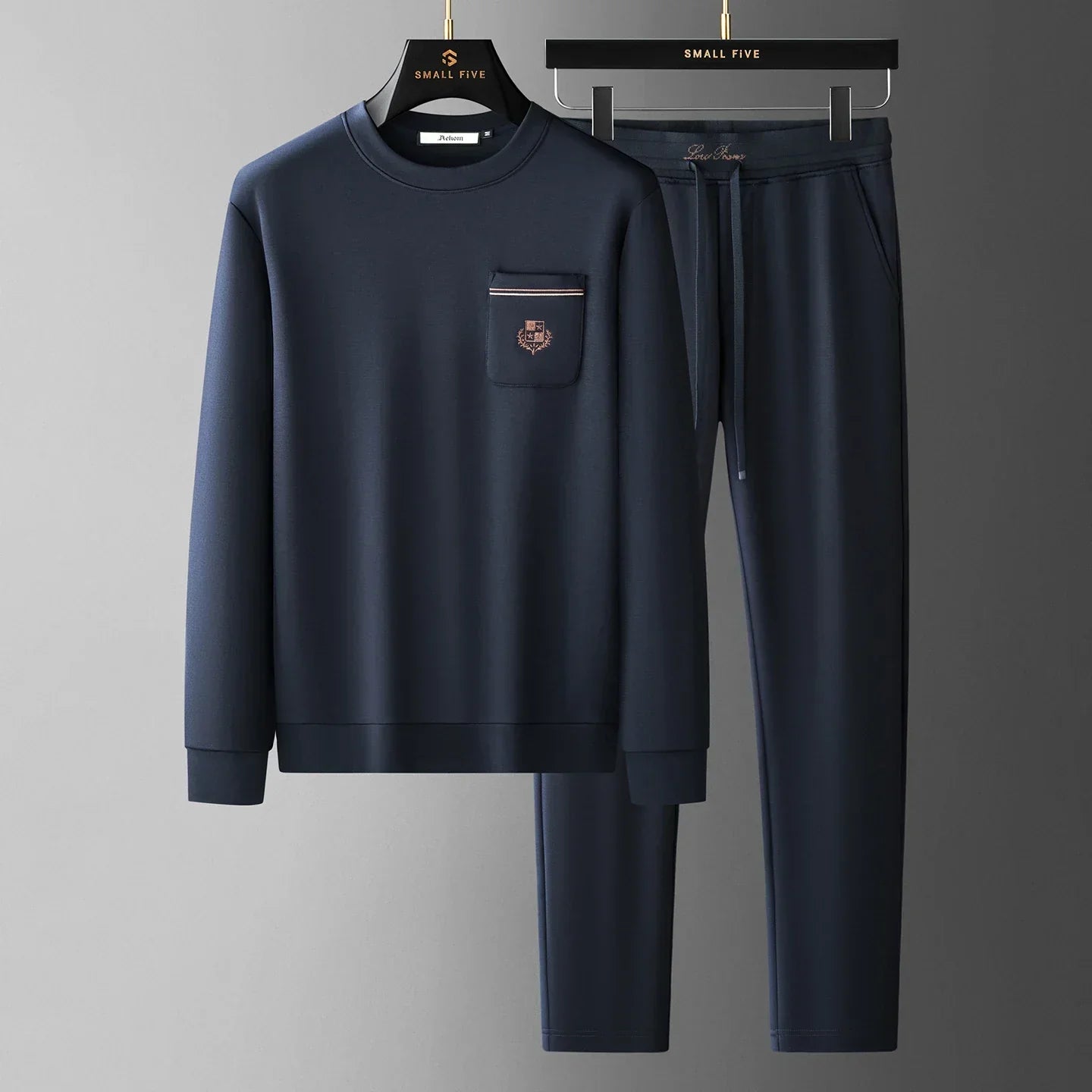 Autumn Light Luxury Italian Old Money Style Two-piece comfortable air-layer cotton men's sweatshirt casual sportswear set