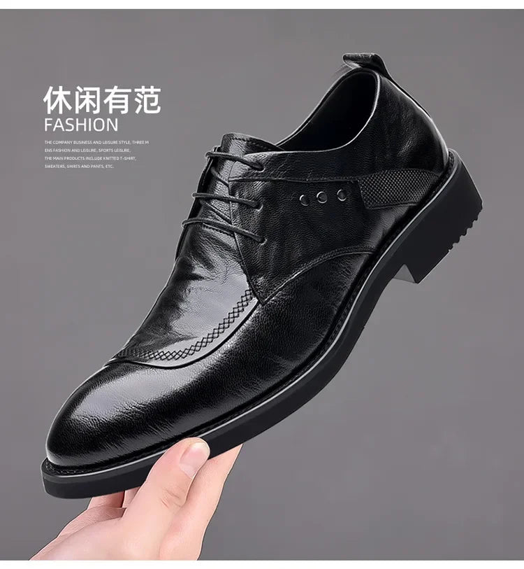 Men’s Genuine Leather Dress Shoes – Black/Brown, Formal Lace-Up, EU 40–48