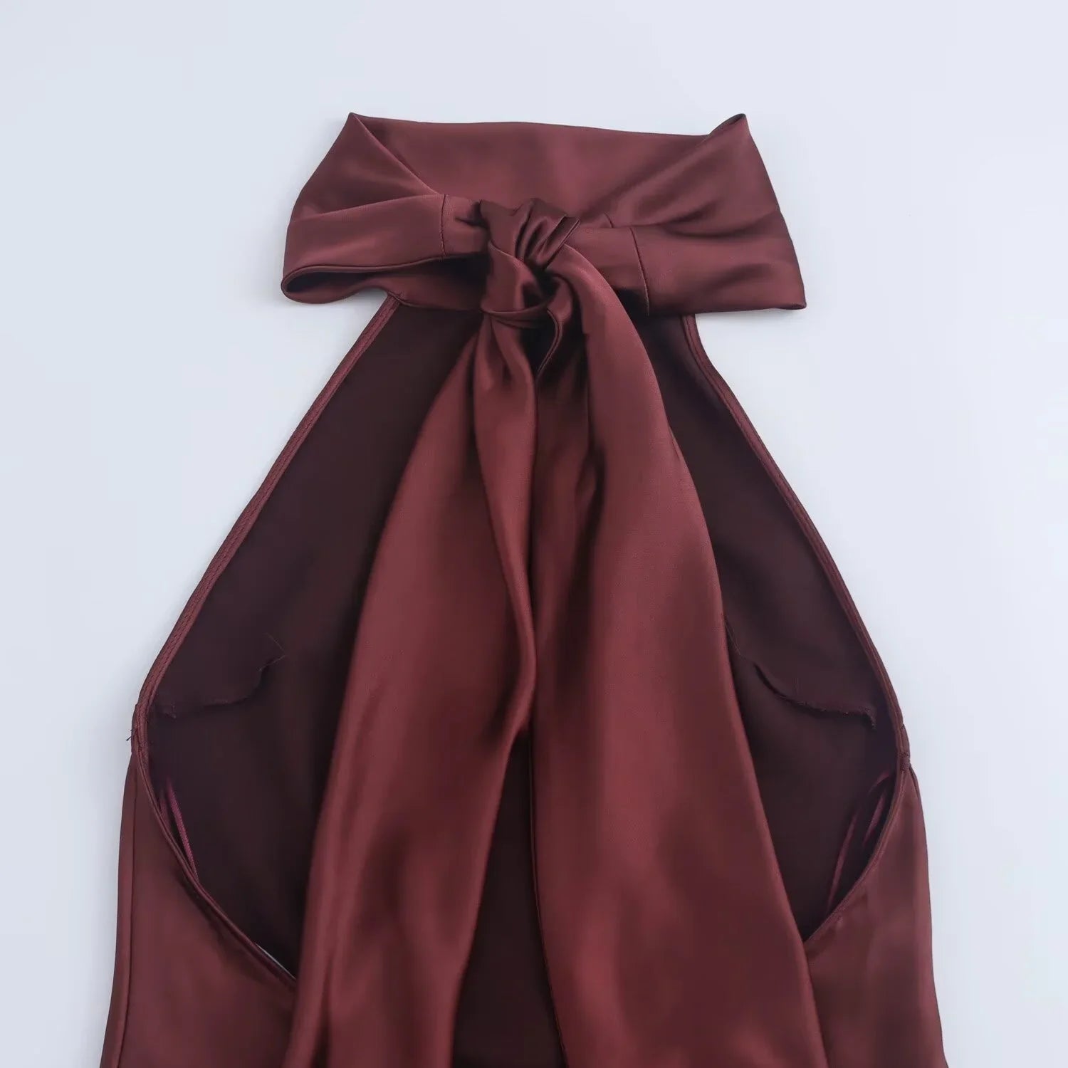 Dress for Women Fashion 2024 Autumn New Bow Sexy Backless French Elegant Halter Neck Satin Texture Midi Dresses
