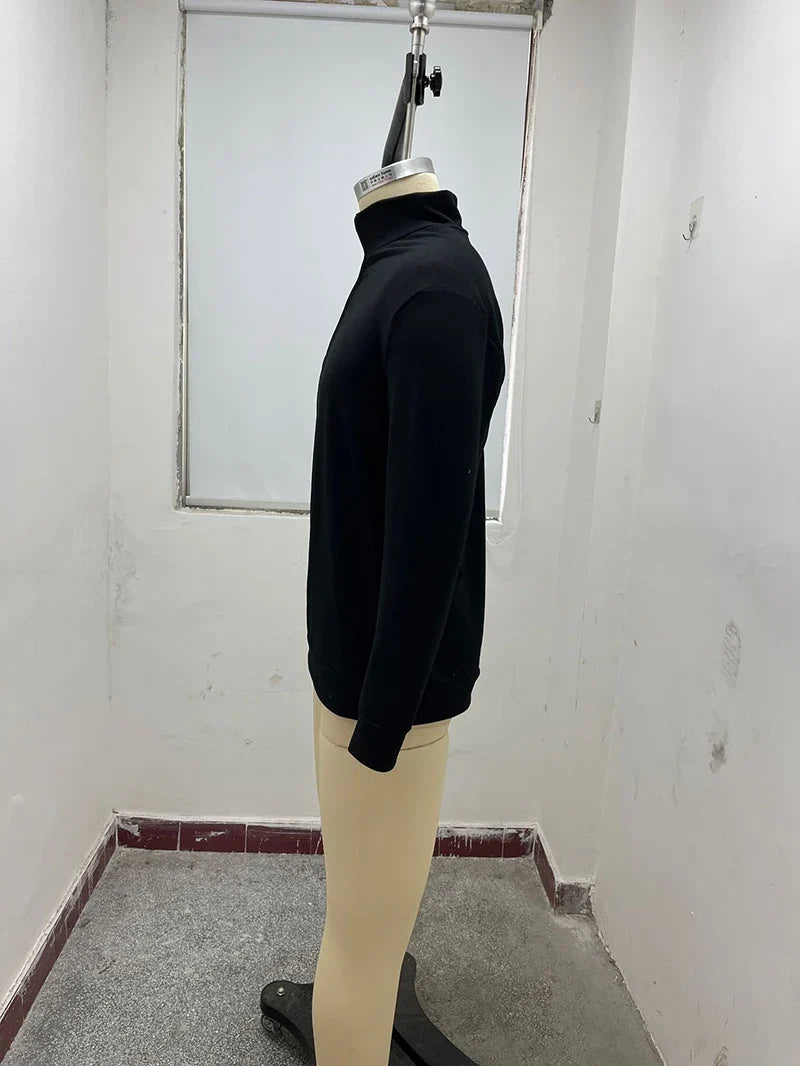 Men's Casual Sweater New V-neck Long Sleeve Pullover Outdoor Work Sweatshirts Autumn Lightweight Half Zipper Sweater Winter Top