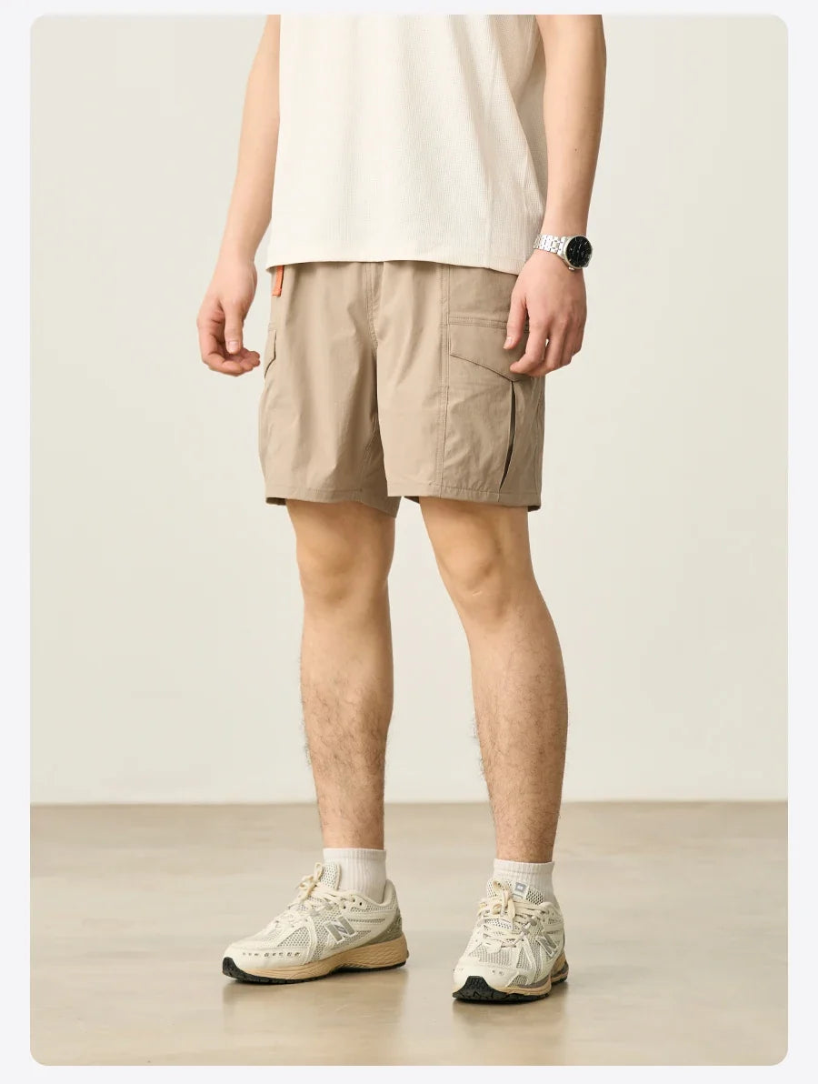 2026 Summer New Oversize 145gsm Elastic Quick Dry Fabric Shorts Men Elastic Wait Cargo Outdoor Shorts